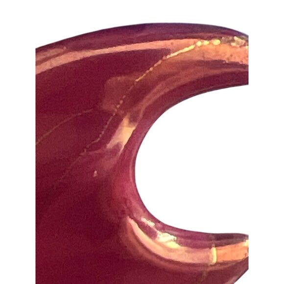 Vintage Artisan Pottery Clay Pin Brooch Wine Gold Abstract MCM Estate 2.5" - Picture 3 of 6